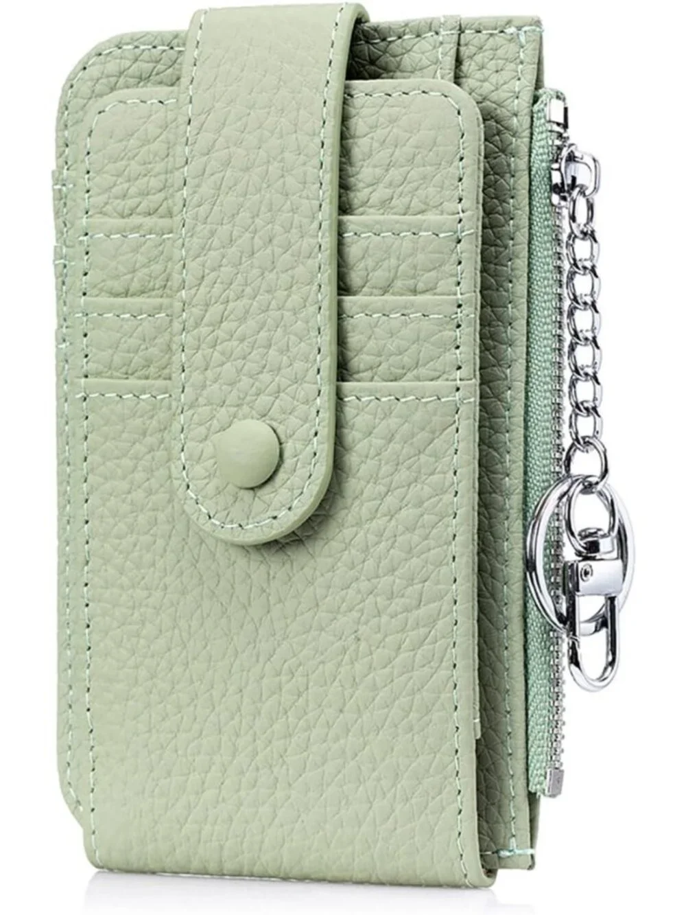 Compact Mini Leather Wallet for Women - 6 Card Slots, ID Window & Zipper Pocket